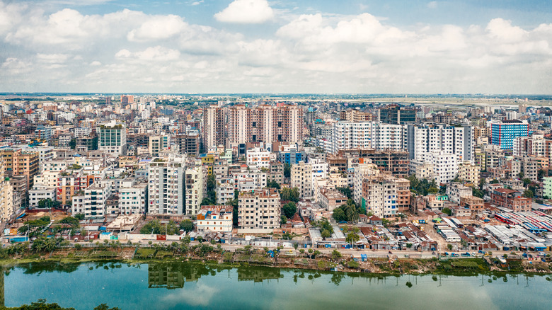 Waterfront buildings in Dhaka, Bangladesh