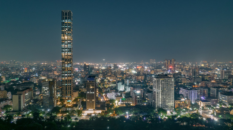 Kolkata, India skyline at night