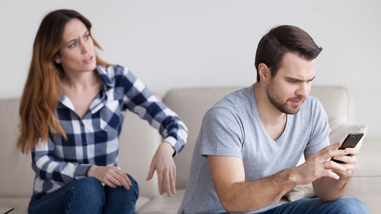 Woman angry that man is not listening