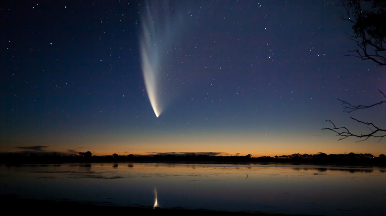 meteor falling over water