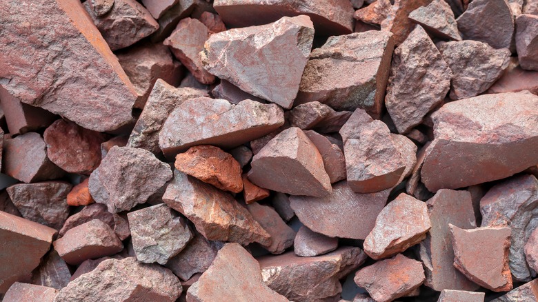 Pieces of red iron ore