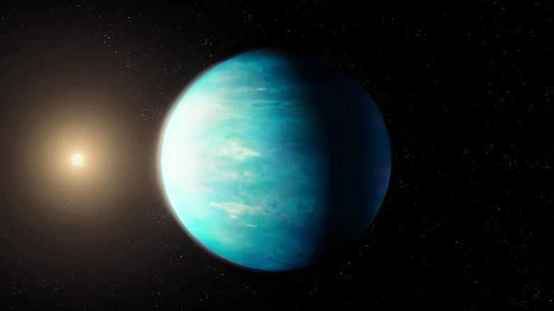 turquoise exoplanet orbiting star