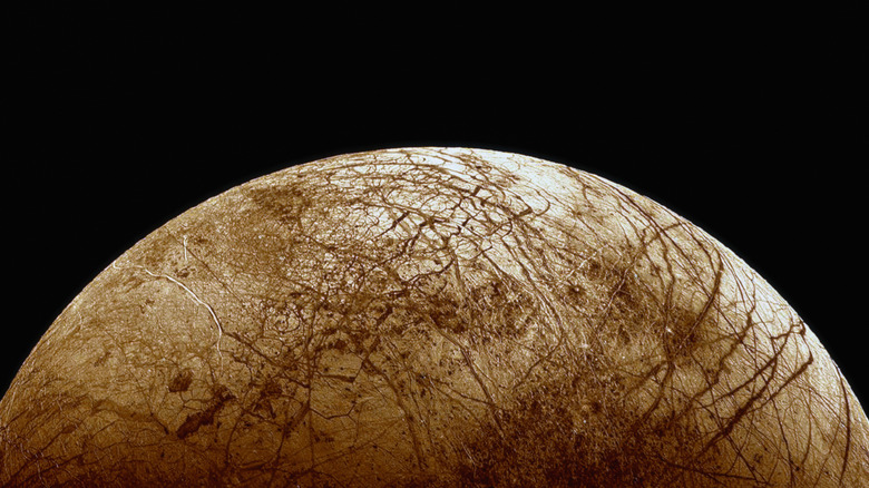 Cracked icy surface of Europa