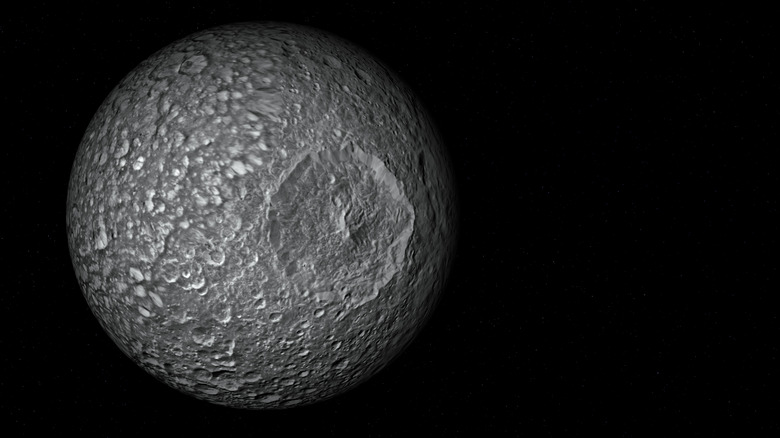 render of Saturn's moon Mimas