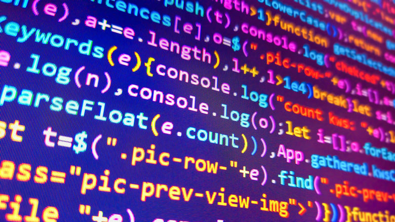 Lines of code are shown in closeup on a computer screen