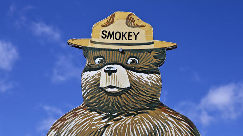 Smokey Bear cutout sign