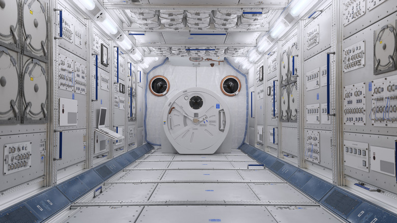 Interior cabin aboard the ISS