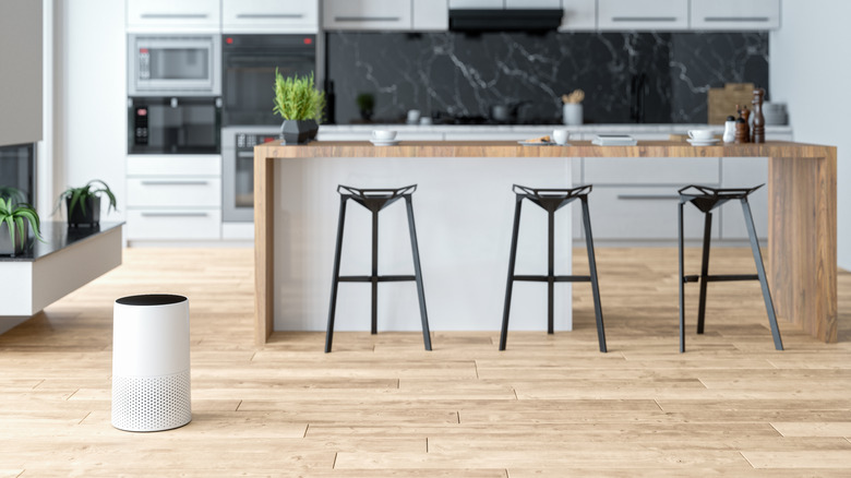 Air purifier in kitchen