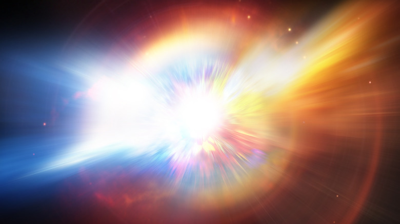 Atist's rendering of a blue and orange nova explosion