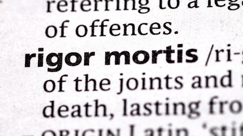 Close up words rigor mortis