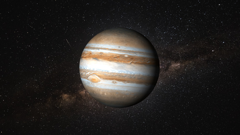 Jupiter over a space background