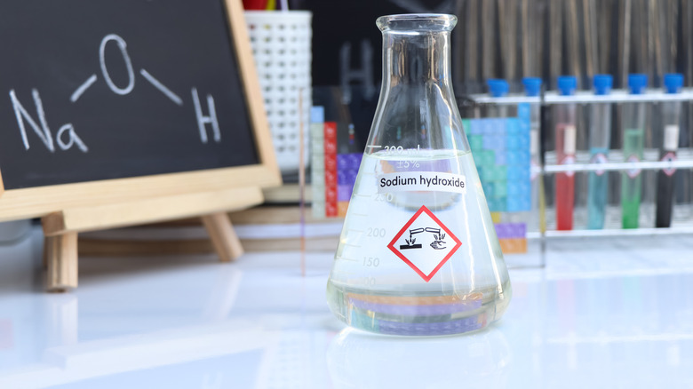 Erlenmeyer flask of sodium hydroxide (NaOH)