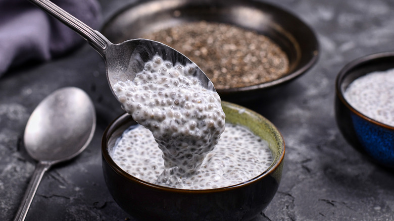 Spoonful of chia seed pudding