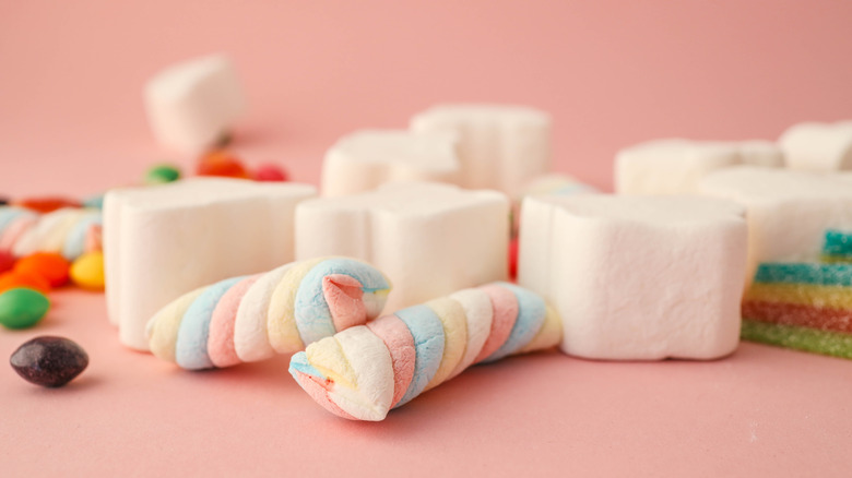 Assortment of marshmallows and other pieces of candy