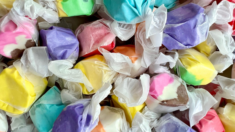 Selection of colored salt water taffy