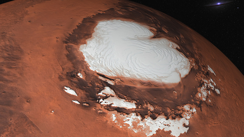 Mars polar ice cap as seen from above