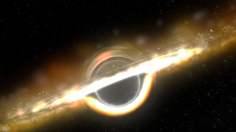 Supermassive black hole with planetary disk and event horizon