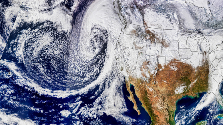 Satellite photo of atmospheric river over U.S. west coast