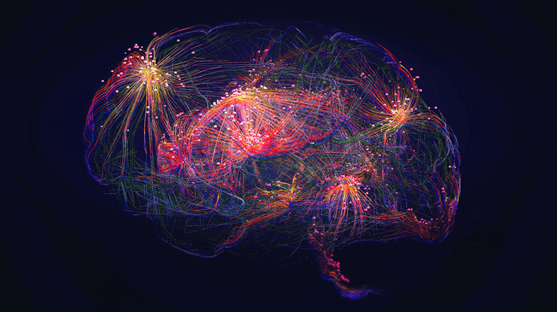 Full, colorful concept of neuron activity in a human brain