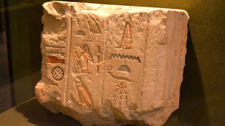 limestone hieroglyphics from Egyptian Middle Kingdom