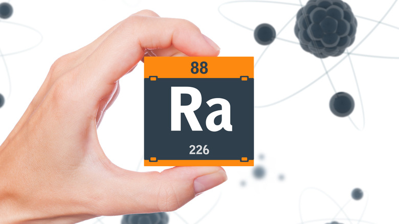 Chemical symbol, atomic mass, and atomic number for radium