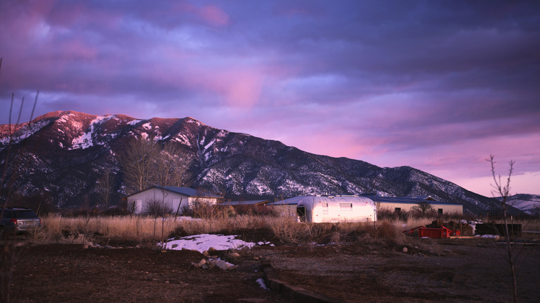 Sunset views of the mountains outside Taos, New Mexico.