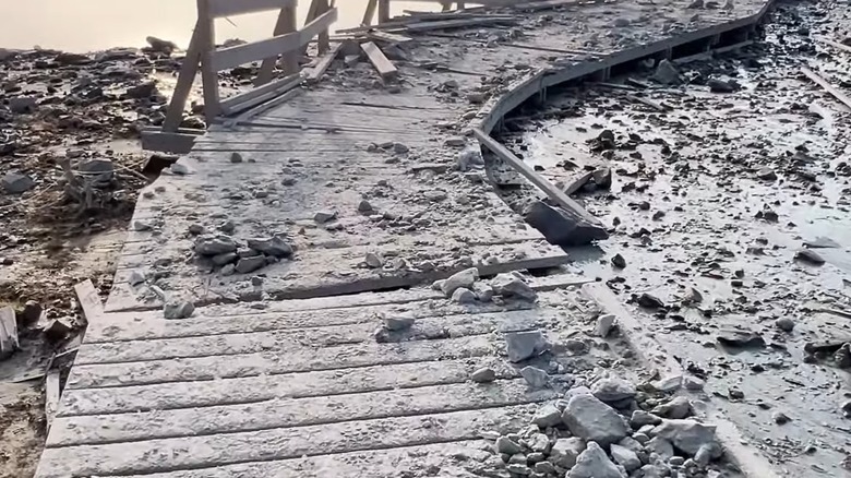 damaged boardwalk at biscuit basin yellowstone