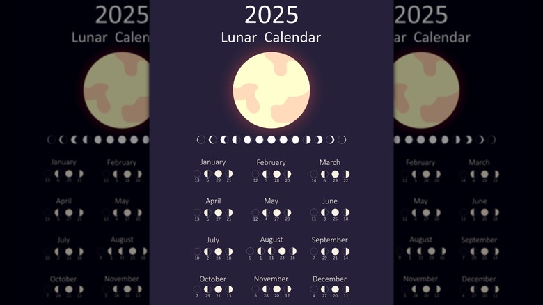 Example of a lunar calendar for 2025