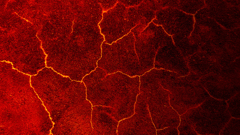 molten lave glowing red