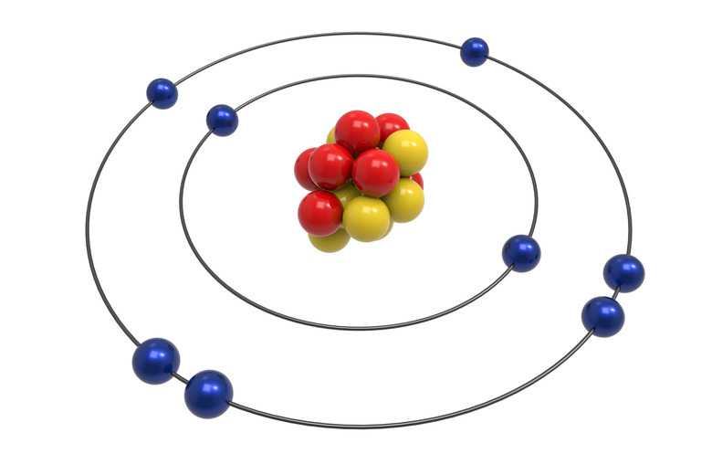 Bohr model of Oxygen Atom with proton, neutron and electron