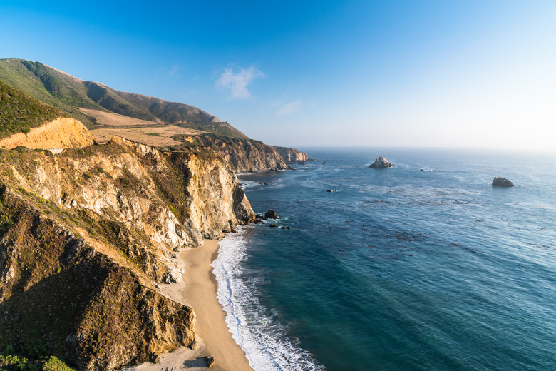 Exploring California's Central Coast Charms, the rugged Big Sur coastline along Highway 1, between Carmel Highlands and Big Sur, Monterey County, California USA. (Day)