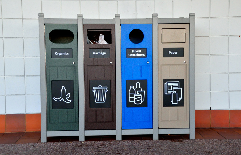 Row of Green Recycling Bins