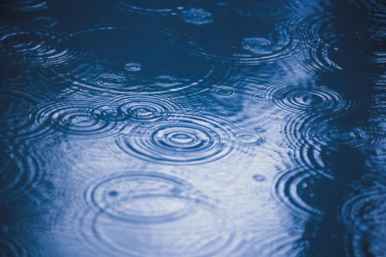 Rain drops in puddle