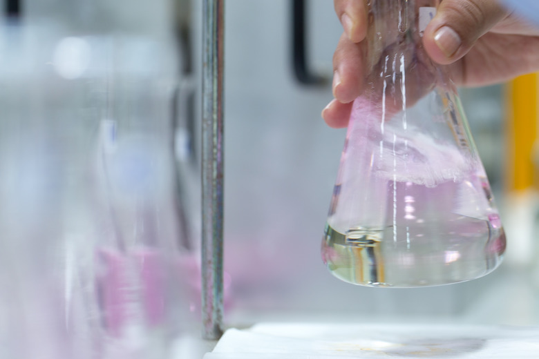 Titration technique in the laboratory.