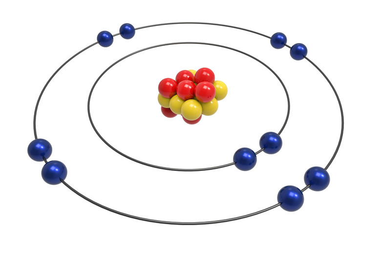 Bohr model of Neon Atom with proton, neutron and electron