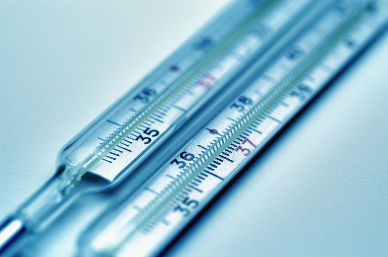 Two thermometers, close-up, selective focus