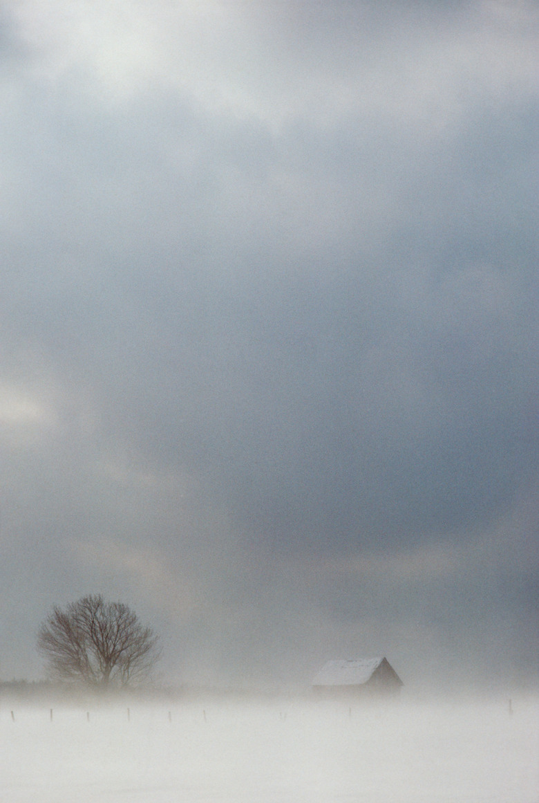 Farm house in blizzard