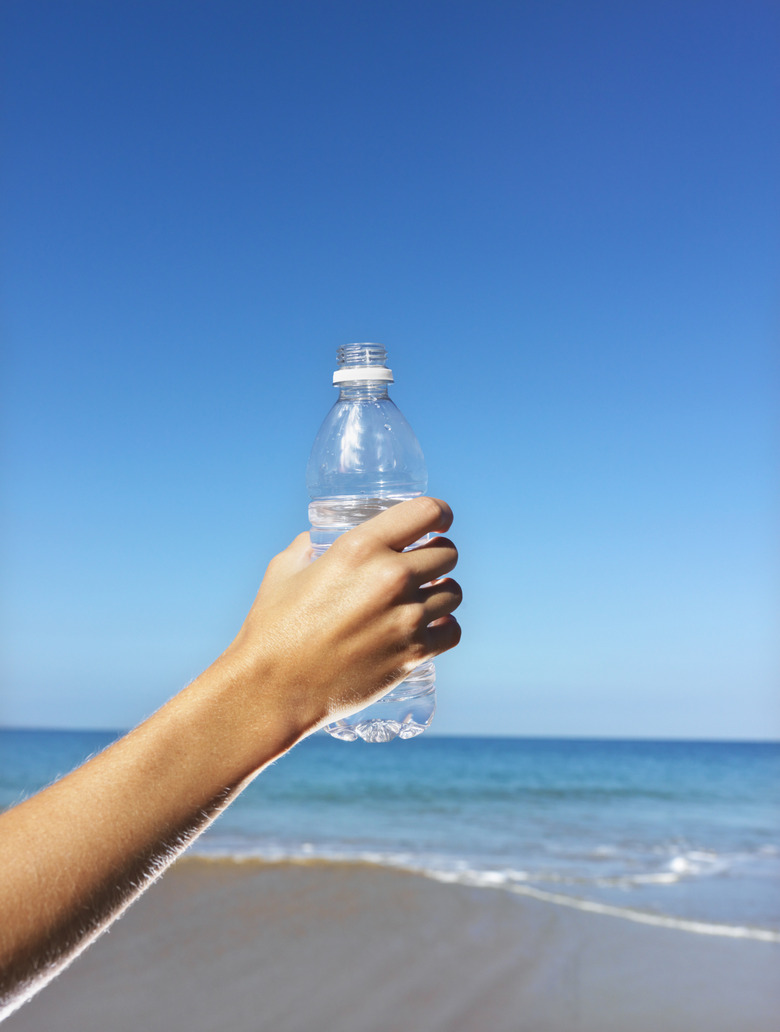 Person holding a bottle of water