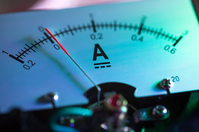 galvanometer in lab illuminated with neon light