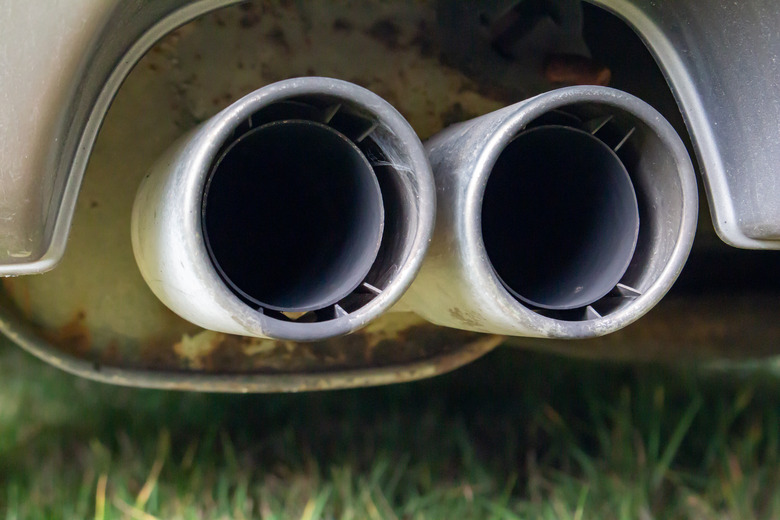 Dual Tailpipes on a Car Muffler