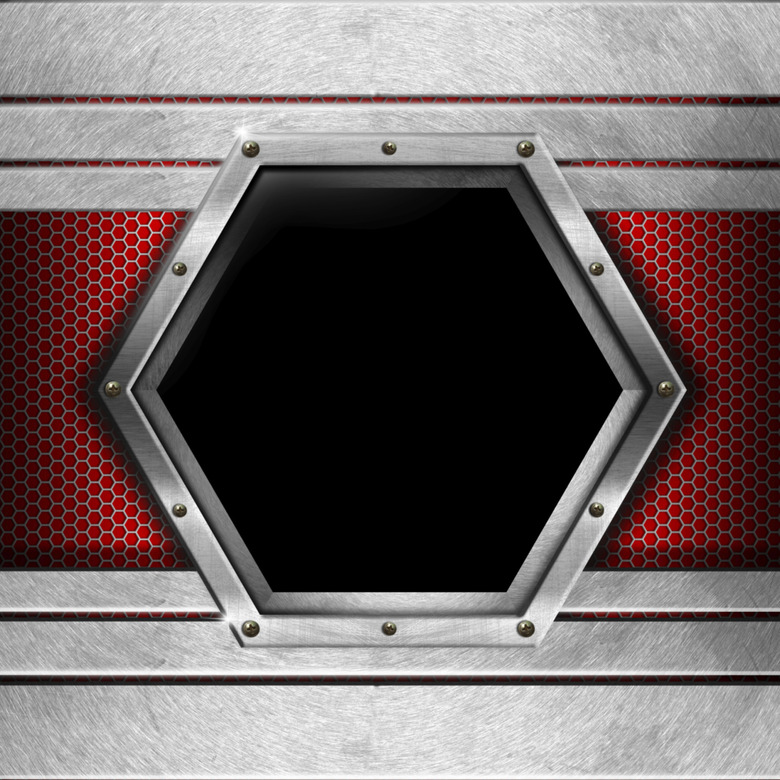 Red and Metal Background with Hexagon