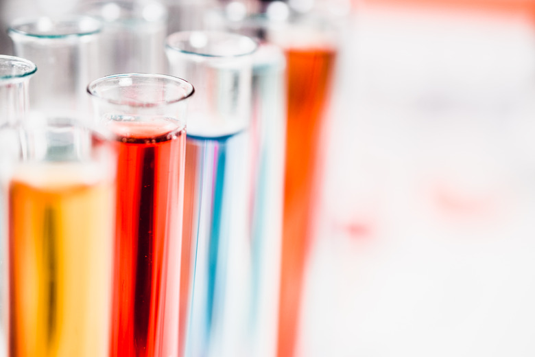 test tubes with colorful liquid