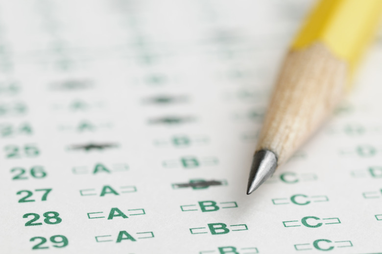 School exam scantron answer form with marked responses