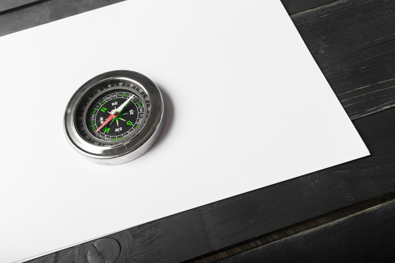 compass on the wooden table background