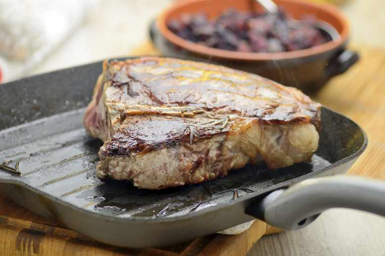 Rib on the bone cooked on the plate