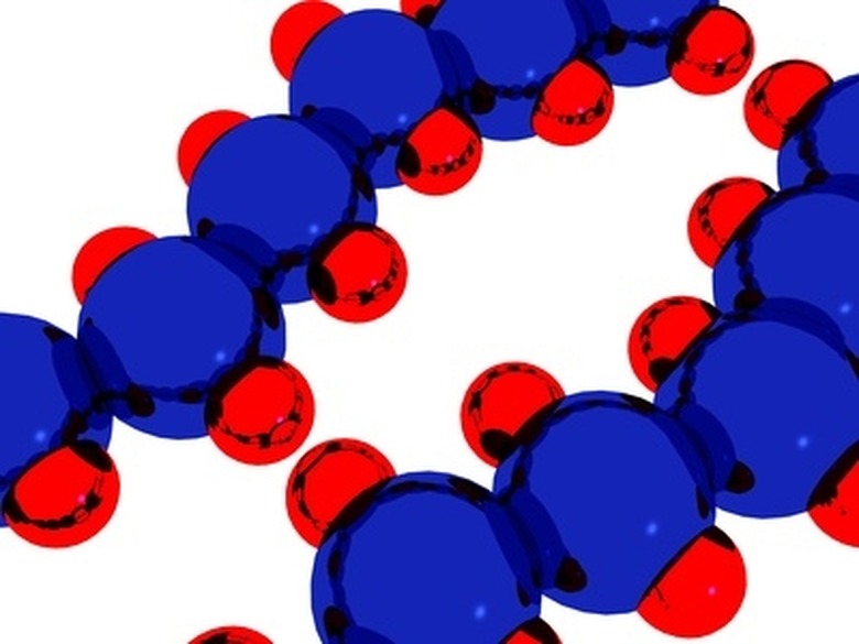 A red and blue illustration of a molecule