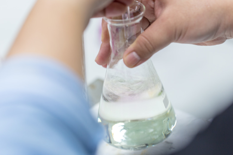 Titration technique in the laboratory.