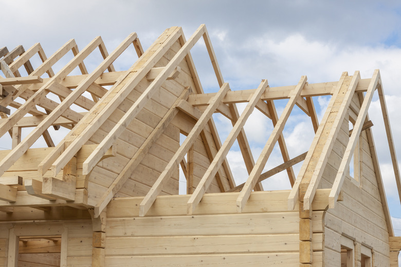 Structure of a wooden house under construction