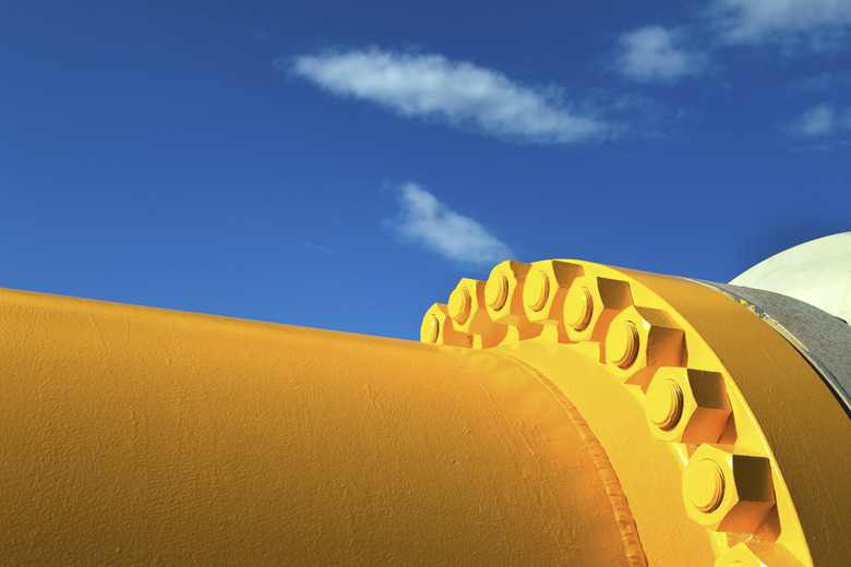 A yellow part of a oil refinery system