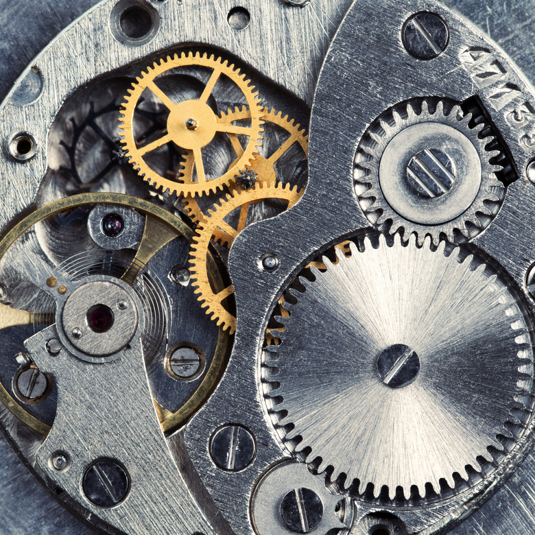 Close up of the gears of a clock